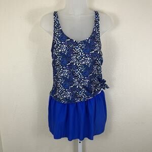NWT Simply Fit Faux Skirtini One Piece Swimsuit Women’s Size S Small Blue